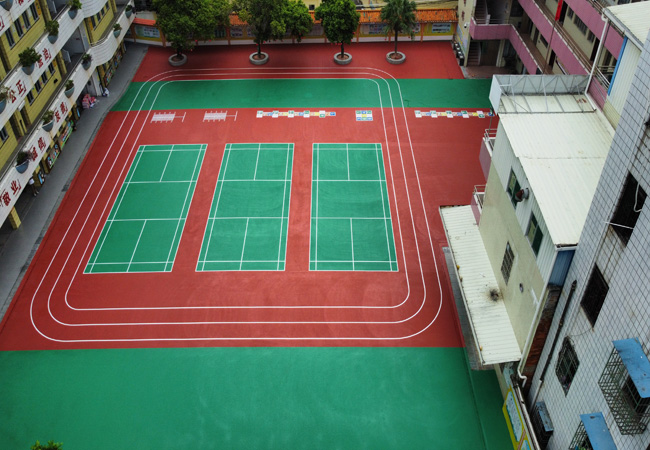 廣東肇慶德慶縣第三小學(xué)1700平方4mm彈性丙烯酸球場(chǎng)